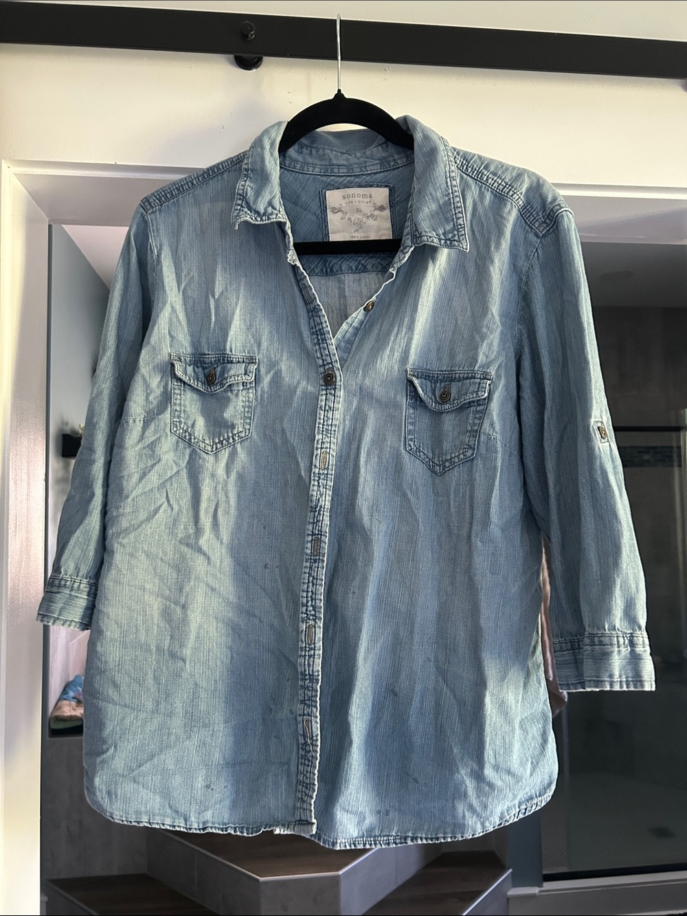 Sonoma Light Blue Denim Shirt with Chest Pockets
